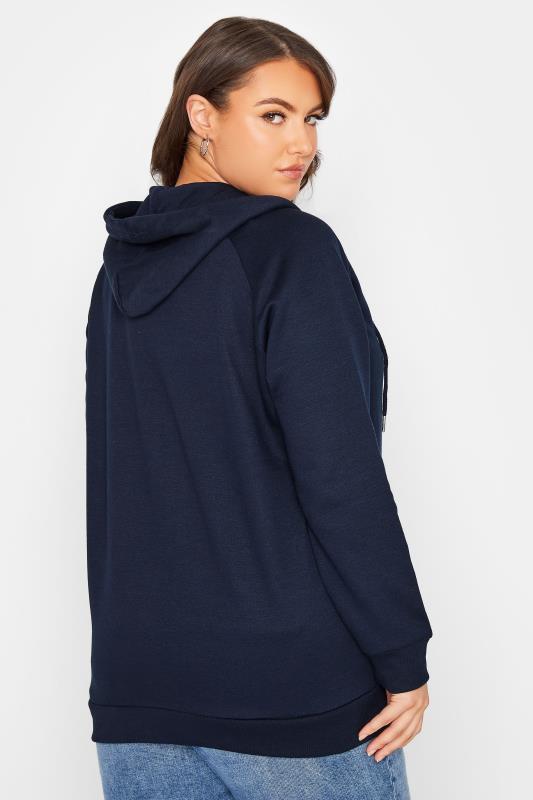 Plus Size Navy Blue Basic Zip Through Hoodie | Yours Clothing  3