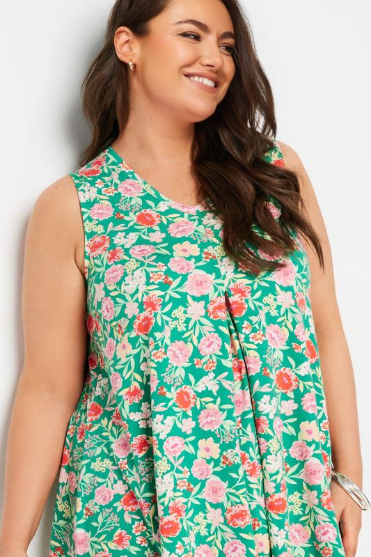 YOURS Plus Size Green Floral Print Swing Vest Top | Yours Clothing 4