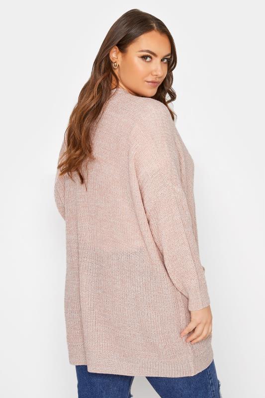 Plus Size Curve Pink Button Knitted Cardigan | Yours Clothing 3