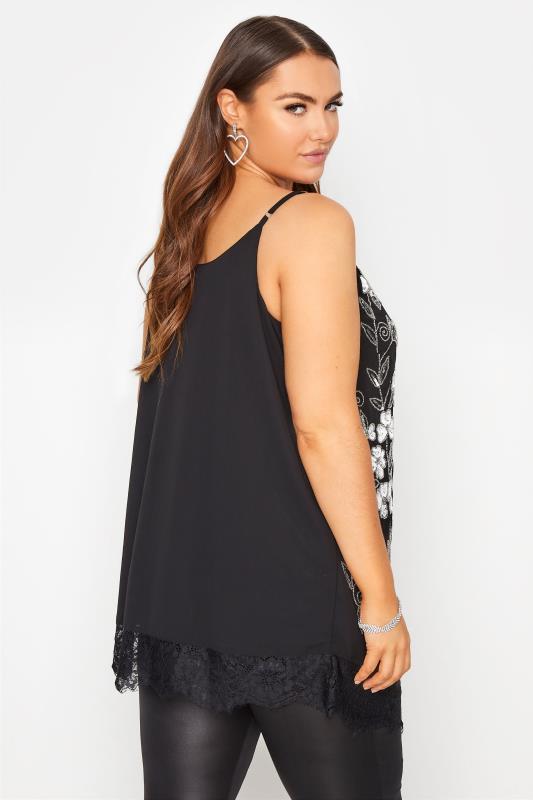 Plus Size LUXE Black Sequin & Lace Hand Embellished Cami Top | Your Clothing 3