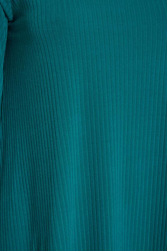LIMITED COLLECTION Curve Teal Blue Ribbed Top_S.jpg
