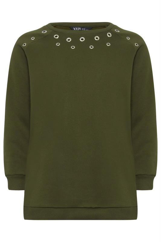 YOURS Curve Green Eyelet Detail Sweatshirt | Yours Clothing 5