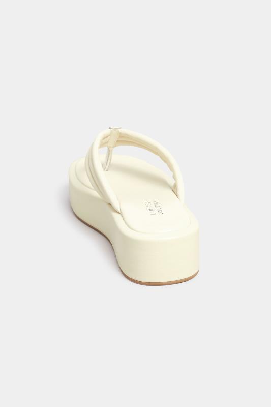 LIMITED COLLECTION White Flatform Toe Thong Sandals in Wide E Fit | Yours Clothing 4