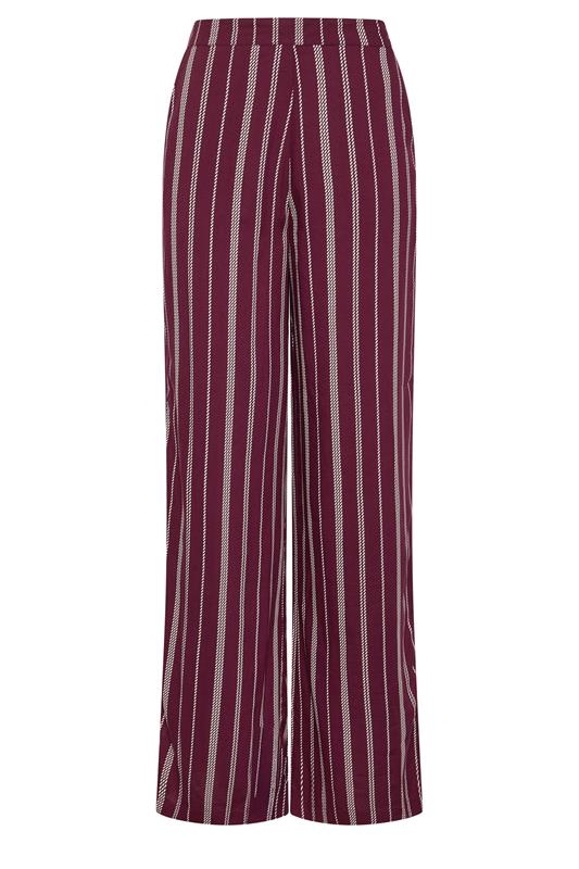 LTS Tall Women's Burgundy Red Rope Stripe Wide Leg Trousers | Long Tall Sally 5