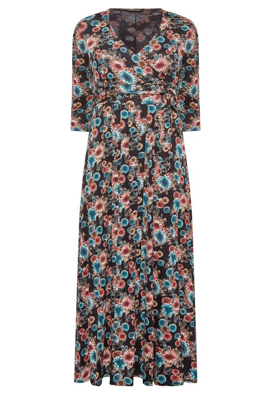 Plus Size Black Floral Print Wrap Maxi Dress | Yours Clothing 6