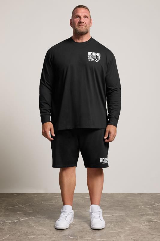 BDRNO Premium Big & Tall Black Printed Long Sleeve T-Shirt | BadRhino 5