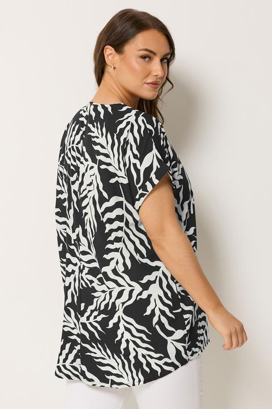 YOURS Plus Size Black Leaf Print Top | Yours Clothing 2