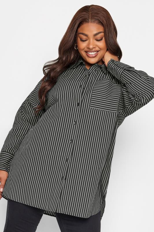 LIMITED COLLECTION Plus Size Black & White Striped Shirt | Yours Clothing 2