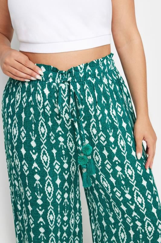 YOURS Plus Size Green Ikat Print Beach Trousers | Yours Clothing 4