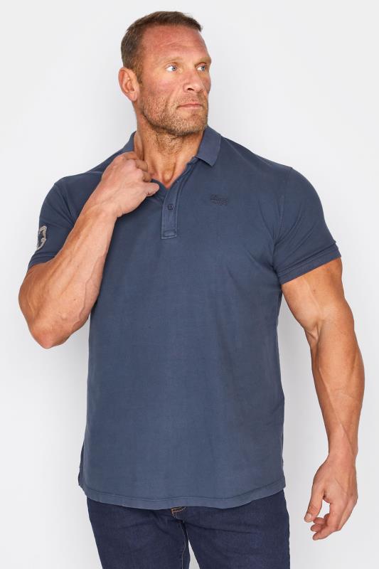 BLEND Big & Tall Blue Washed Polo Shirt 1