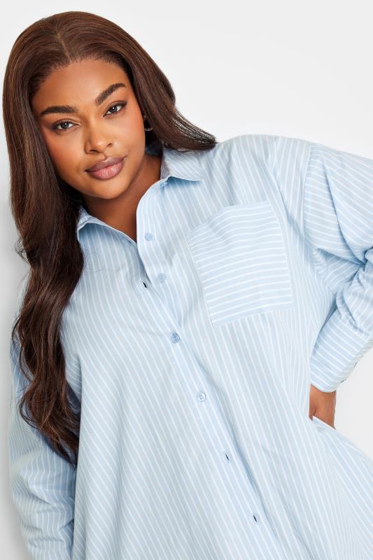 LIMITED COLLECTION Plus Size Blue & White Striped Shirt | Yours Clothing 1
