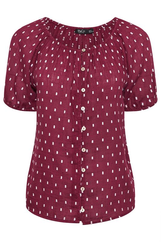 M&Co Petite Berry Purple Dobby Short Sleeve Blouse | M&Co  5