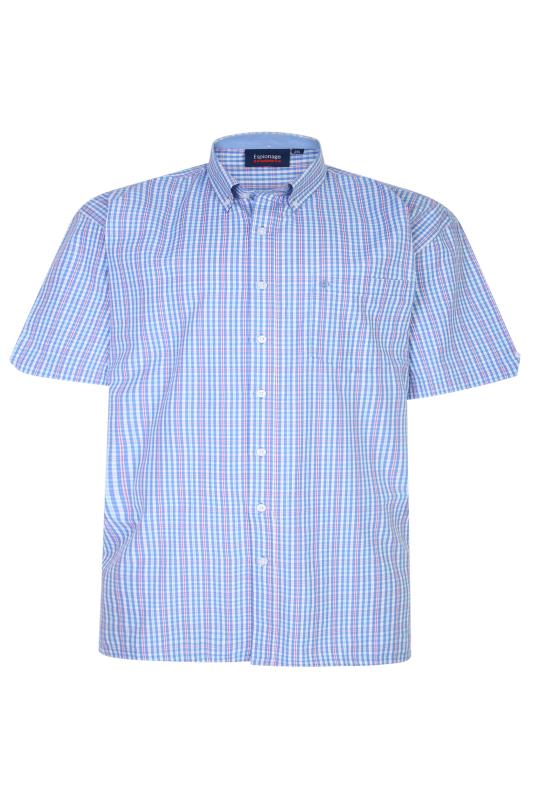 ESPIONAGE Big & Tall Blue & Pink Checked Shirt_F.jpg