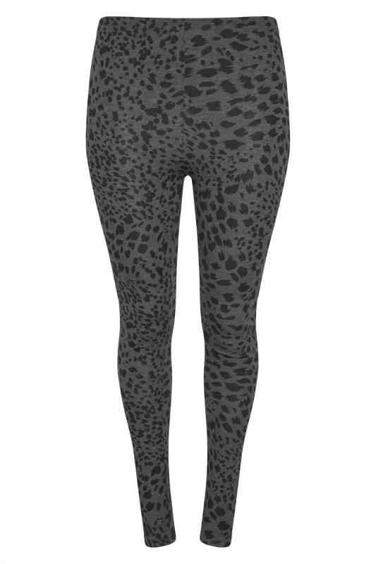 Plus Size 2 PACK Black & Grey Leopard Print Soft Touch Leggings | Yours Clothing 6