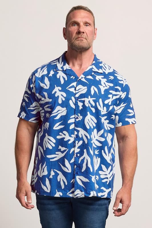  BadRhino Big & Tall Chemise bleue à imprimé corail