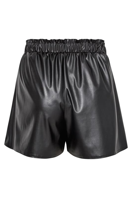 LIMITED COLLECTION Plus Size Black Leather Look Paperbag Shorts | Yours Clothing  8