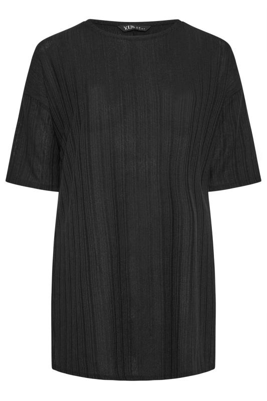 YOURS Plus Size Black Textured Ribbed Oversized Top | Yours Clothing 5