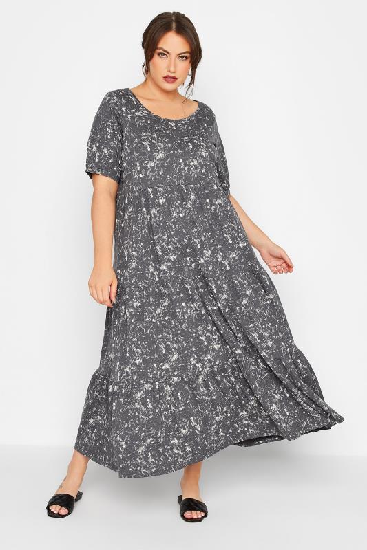 LIMITED COLLECTION Curve Grey Acid Wash Cotton Tier Dress_A.jpg