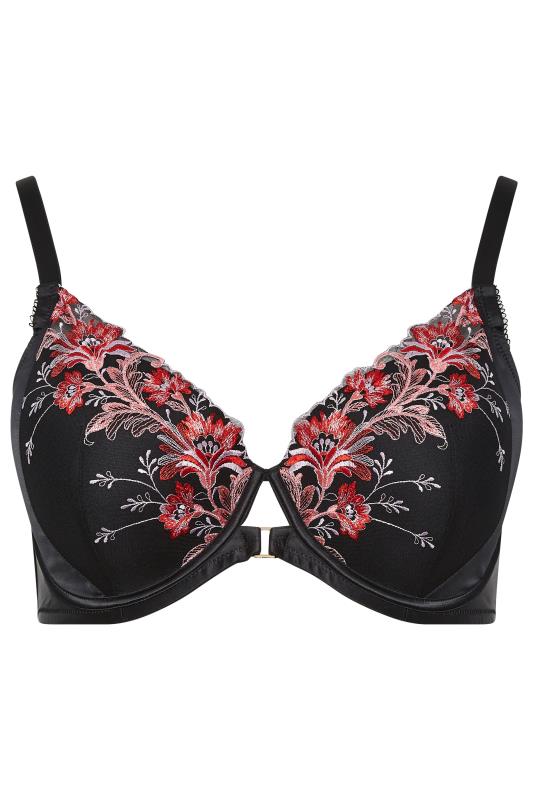YOURS Black Floral Embroidered Padded Underwired Bra