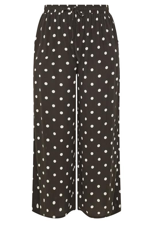 YOURS Plus Size Brown Polka Dot Crinkle Beachwear Wide Leg Trousers | Yours Clothing 5