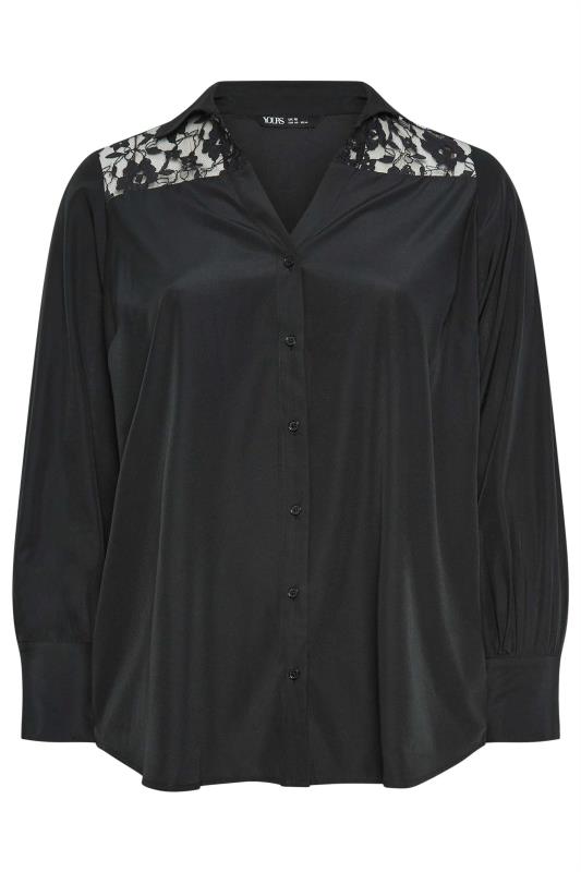 YOURS Plus Size Black Lace Shoulder Shirt | Yours Clothing 5