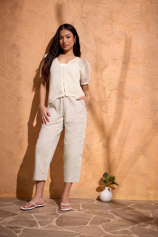  M&Co Natural Brown Tie Waist Barrel Trousers