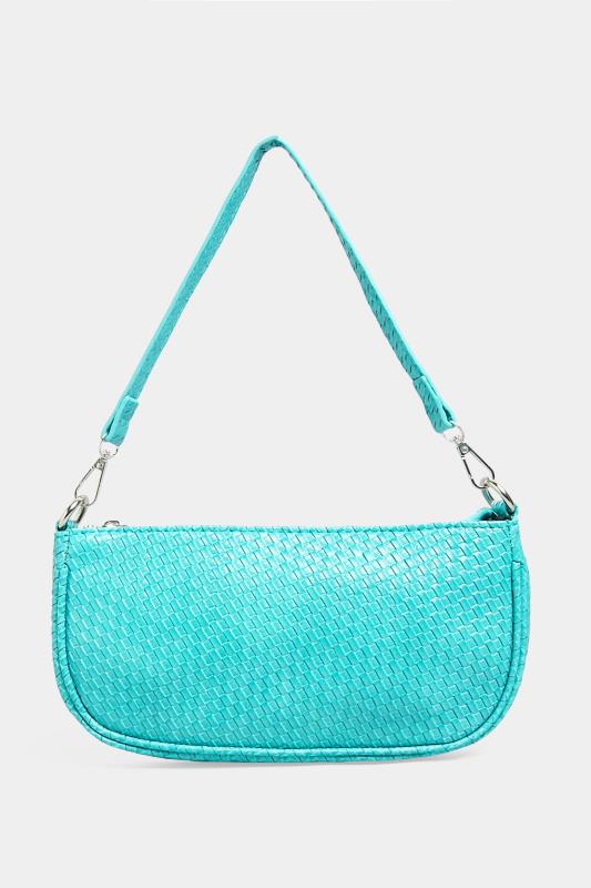 Turquoise Blue Woven Shoulder Bag 4