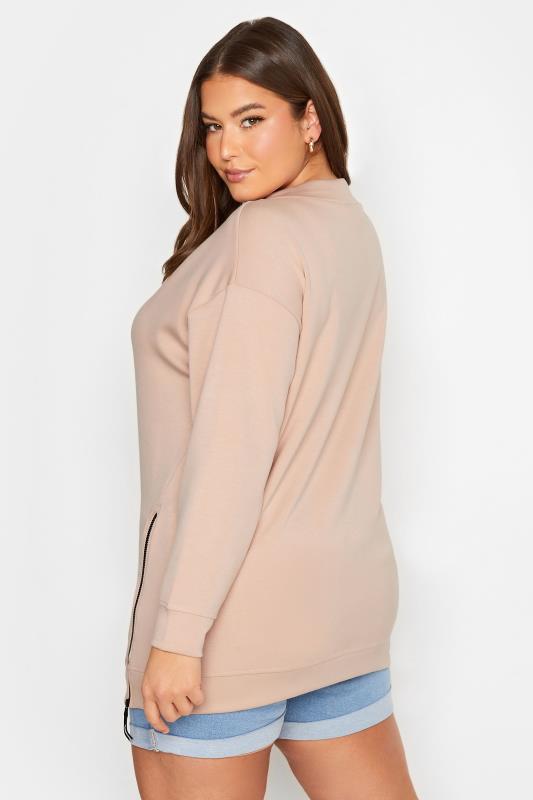 YOURS Curve Plus Size Light Pink Side Split Sweatshirt | Yours Clothing  4