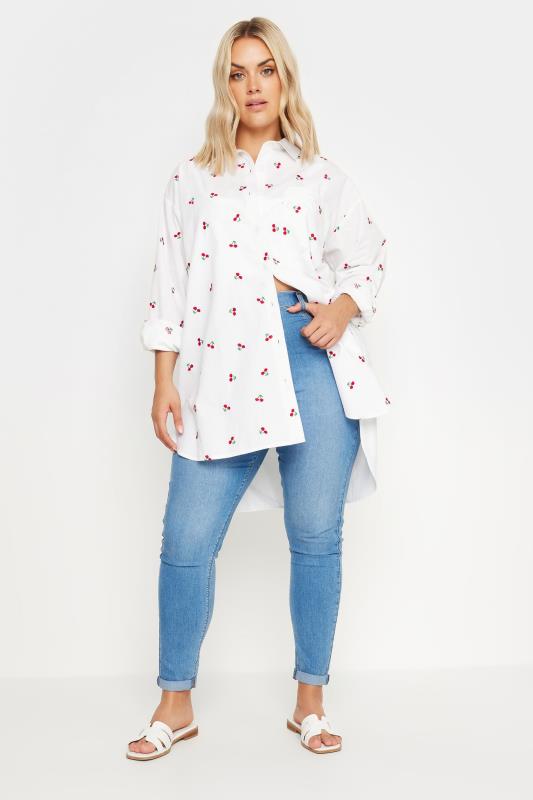 LIMITED COLLECTION Plus Size White Embroidered Cherry Shirt | Yours Clothing 5