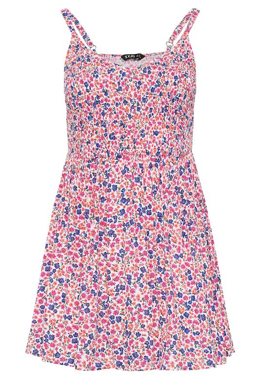 YOURS Plus Size Pink Ditsy Floral Shirred Cami Top | Yours Clothing 5