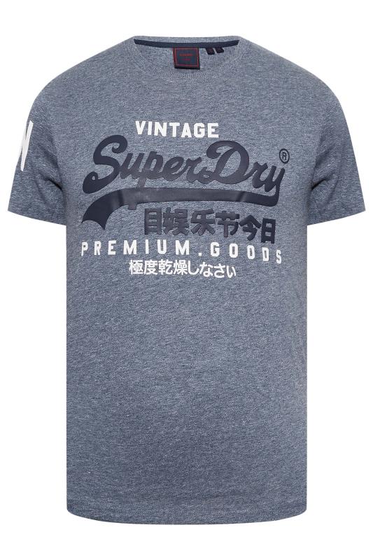 SUPERDRY Big & Tall Blue Washed Logo T-Shirt | BadRhino 1