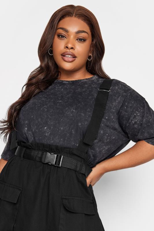 LIMITED COLLECTION Plus Size Black Utility Pinafore Midi Skirt | Yours Clothing 4