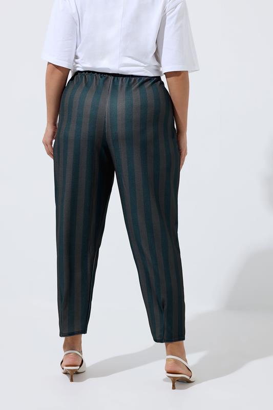LIMITED COLLECTION Plus Size Chocolate Brown Stripe Barrel Trousers | Yours Clothing 4