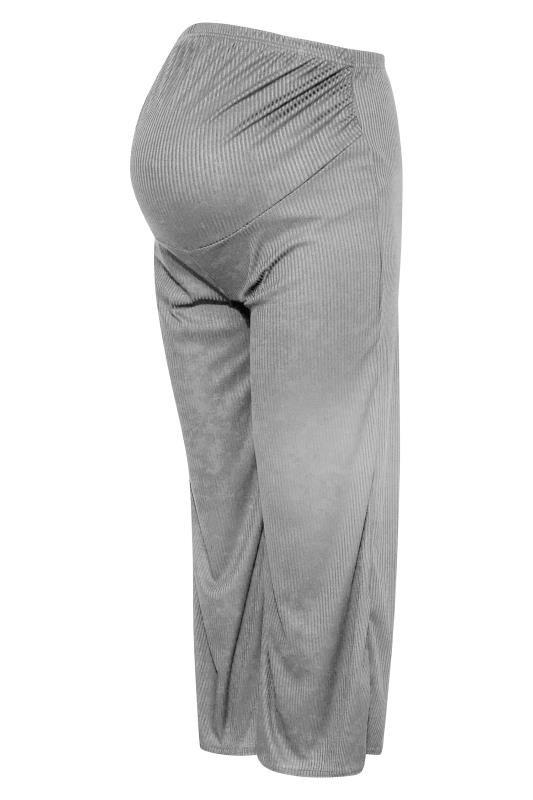 BUMP IT UP MATERNITY Curve Grey Ribbed Wide Leg Trousers_X.jpg