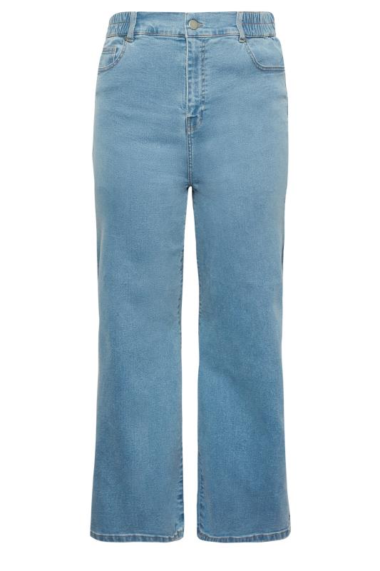 YOURS Plus Size Light Blue Elasticated Waist Stretch Wide Leg Jeans | Yours Clothing  5