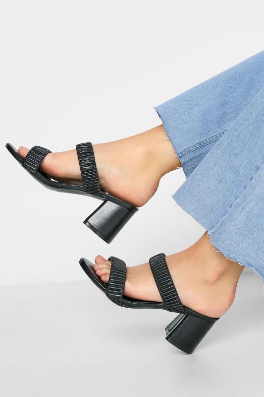 LIMITED COLLECTION Black Ruched Block Heeled Sandal In Extra Wide EEE Fit_M.jpg