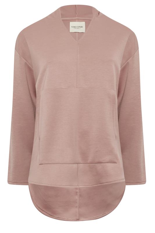 YOURS LUXURY Plus Size Pink V-Neck Jersey Hoodie | Yours Clothing 7