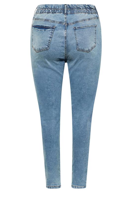 Curve Blue Ripped Elasticated MOM Jeans 8