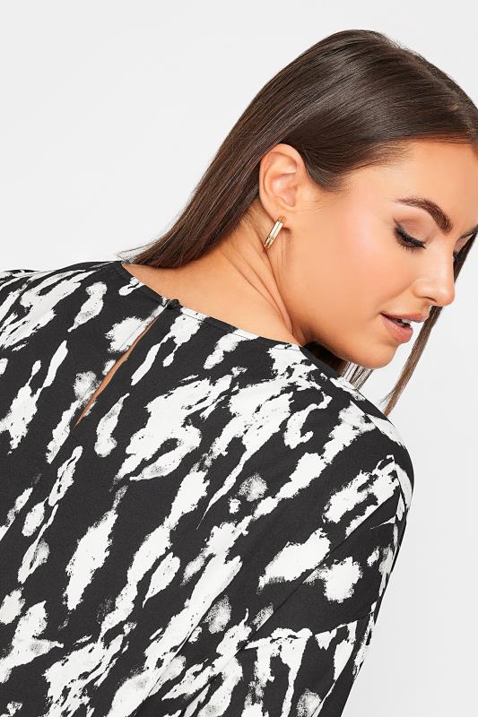 YOURS Curve Black Abstract Print Bubble Hem Top | Yours Clothing 4