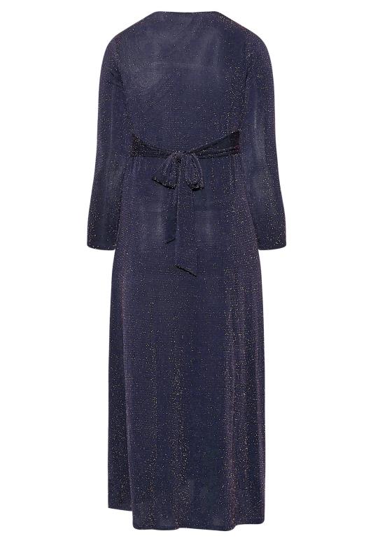 YOURS LONDON Plus Size Navy Blue Glitter Maxi Dress | Yours Clothing 7