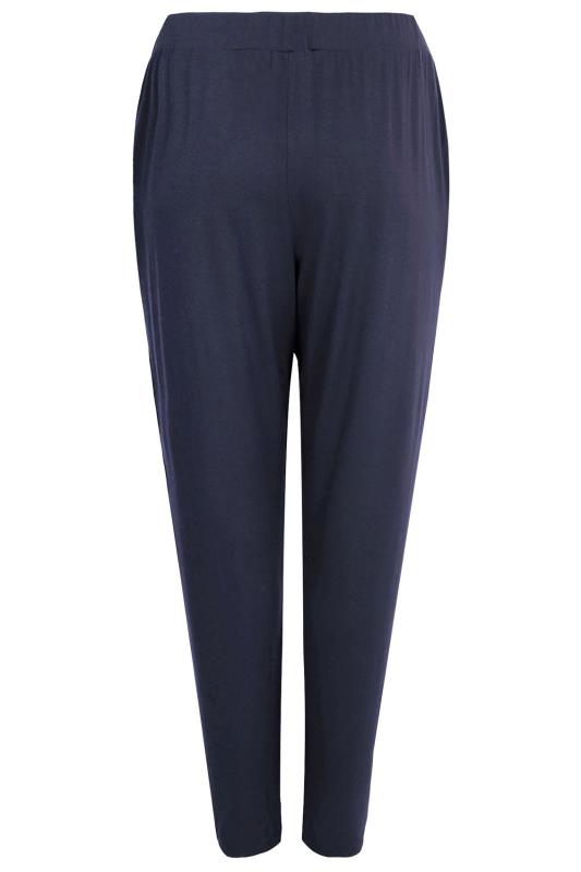 LTS Tall Navy Blue Double Pleat Jersey Harem Trousers 5