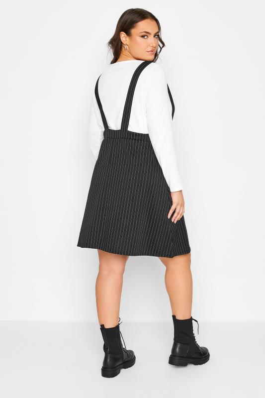 LIMITED COLLECTION Plus Size Black Pinstripe Pinafore Dress | Yours Clothing 3