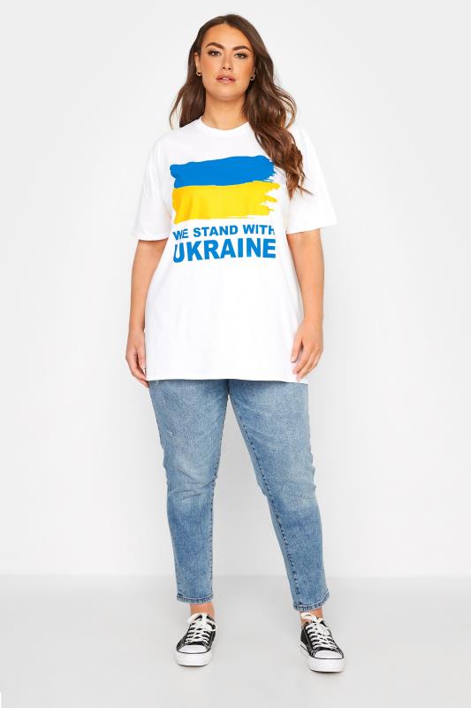 Ukraine Crisis 100% Donation White 'We Stand With Ukraine' T-Shirt_B.jpg