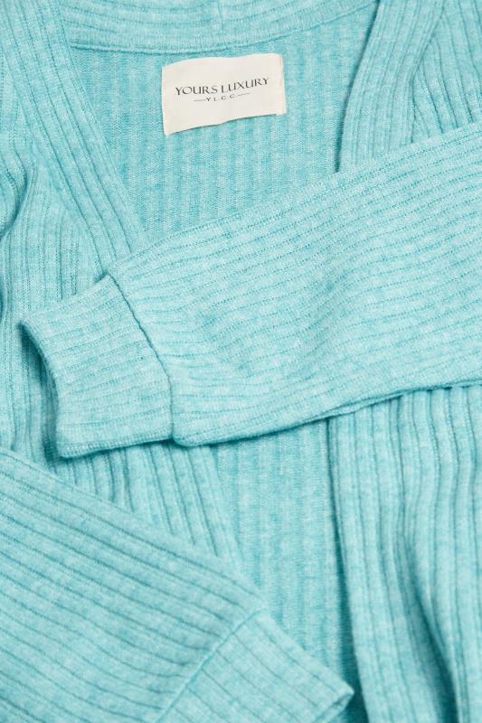 Curve Plus Size Light Blue Ribbed Long Sleeve Cardigan | Yours Clothing  9