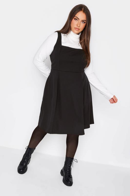  Tallas Grandes LIMITED COLLECTION Curve Black Square Neck Pinafore Dress