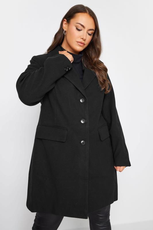 YOURS Plus Size Black Midi Formal Coat | Yours Clothing 4