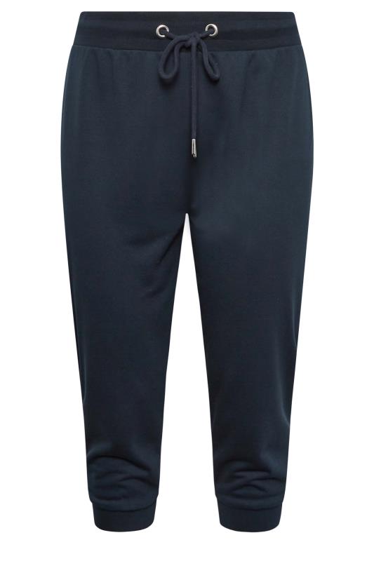 YOURS Plus Size Navy Blue Cropped Stretch Joggers | Yours Clothing 4
