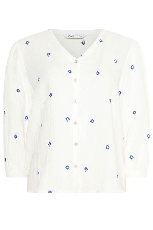 M&Co White Floral Embroidered Cotton Blouse | M&Co 6