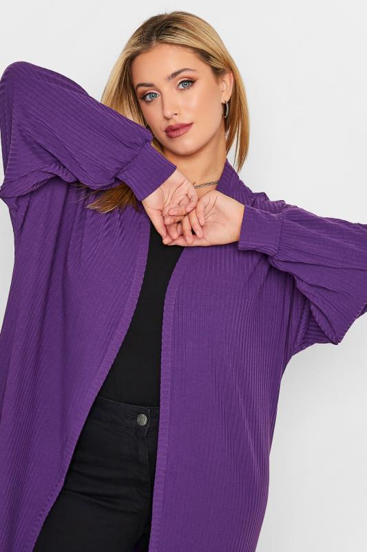 Plus Size LIMITED COLLECTION Plum Purple Ribbed Maxi Cardigan | Yours Clothing 4