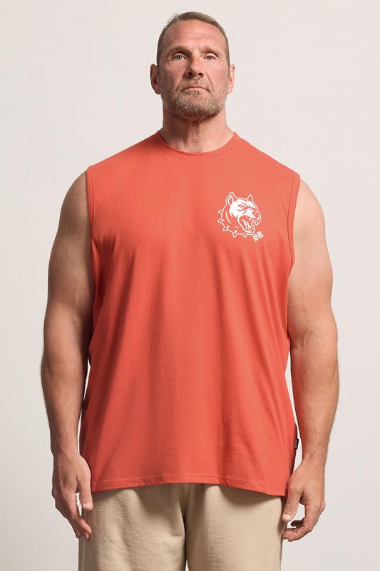 BadRhino Big & Tall Orange Tattoo Dog Graphic Muscle Vest | BadRhino 1